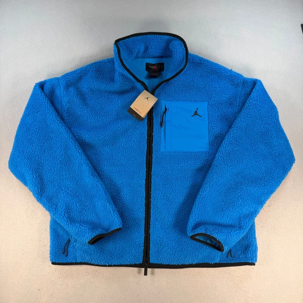 Jordan Therma-FIT Essentials Sherpa Fleece Jacket Blue Mens L NWT